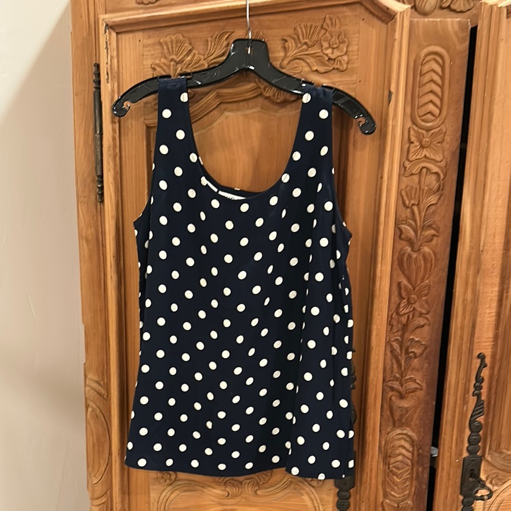 Vintage JH collectibles Polka Dot Sleeveless Top - Navy and White